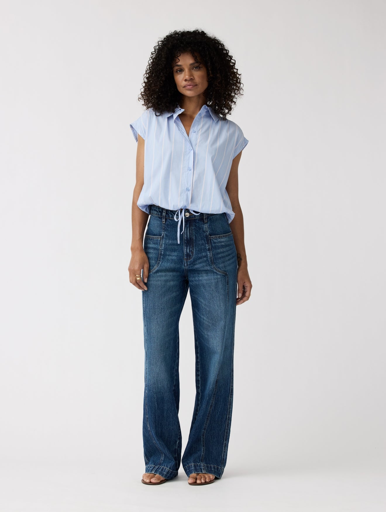 Blouse Flora | Stripe Sky blue/Rose