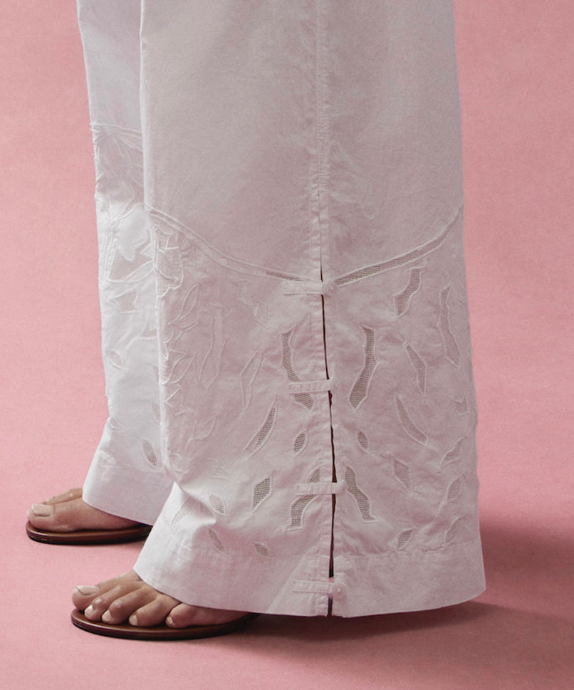 Pants Moonflower embr | Very white